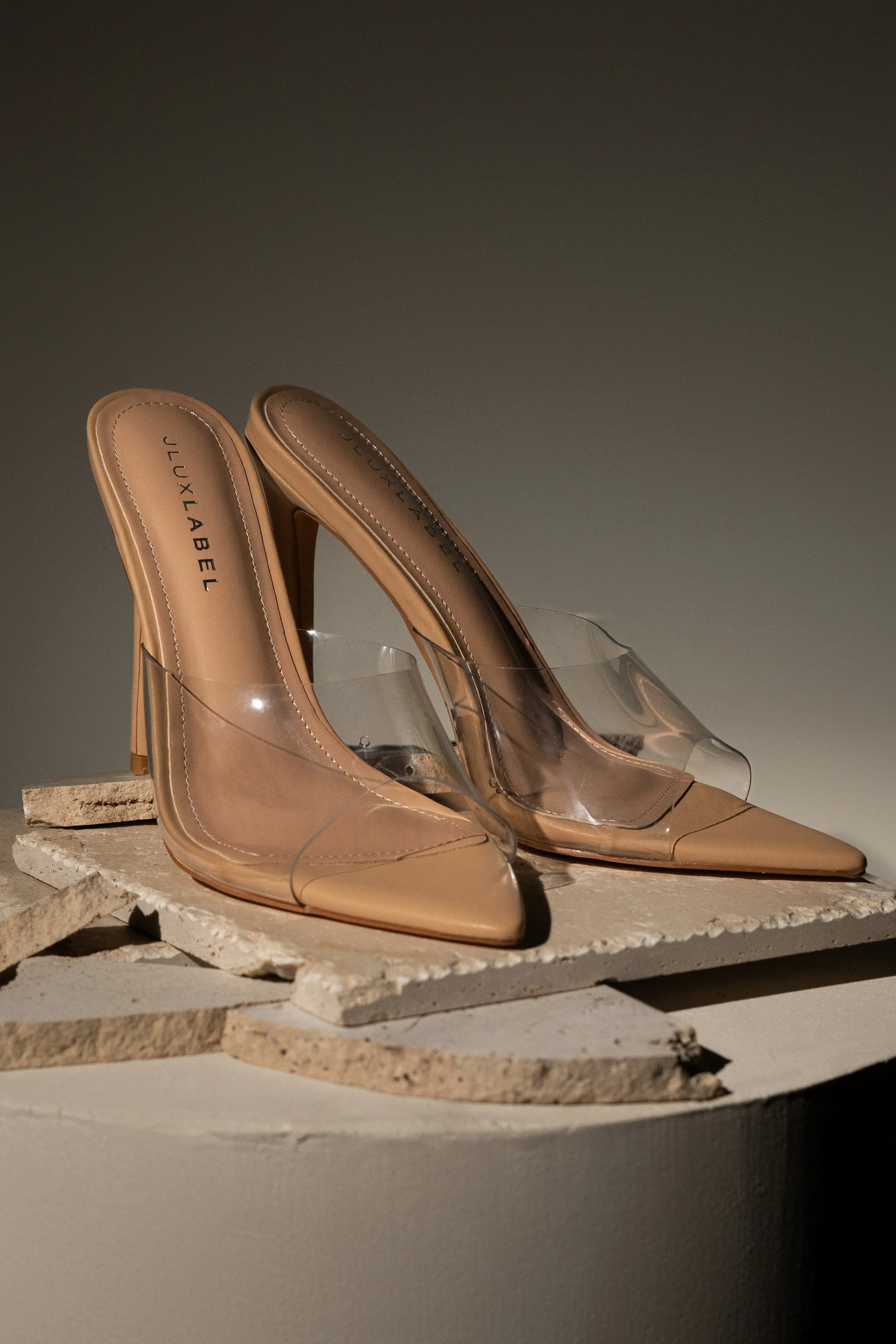 Beige Adora Clear Strap Heel