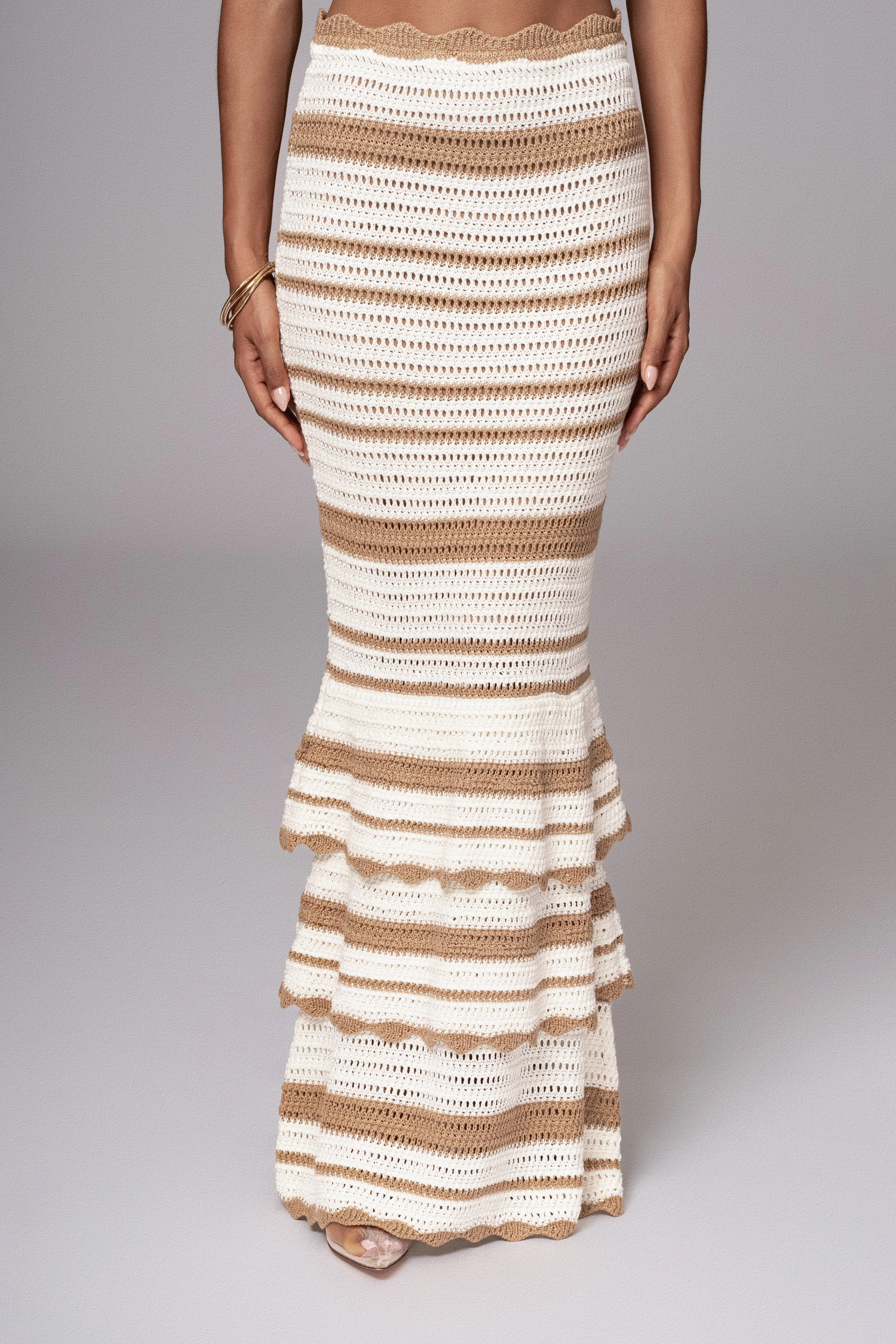 Beige Corazon Ruffle Skirt Set