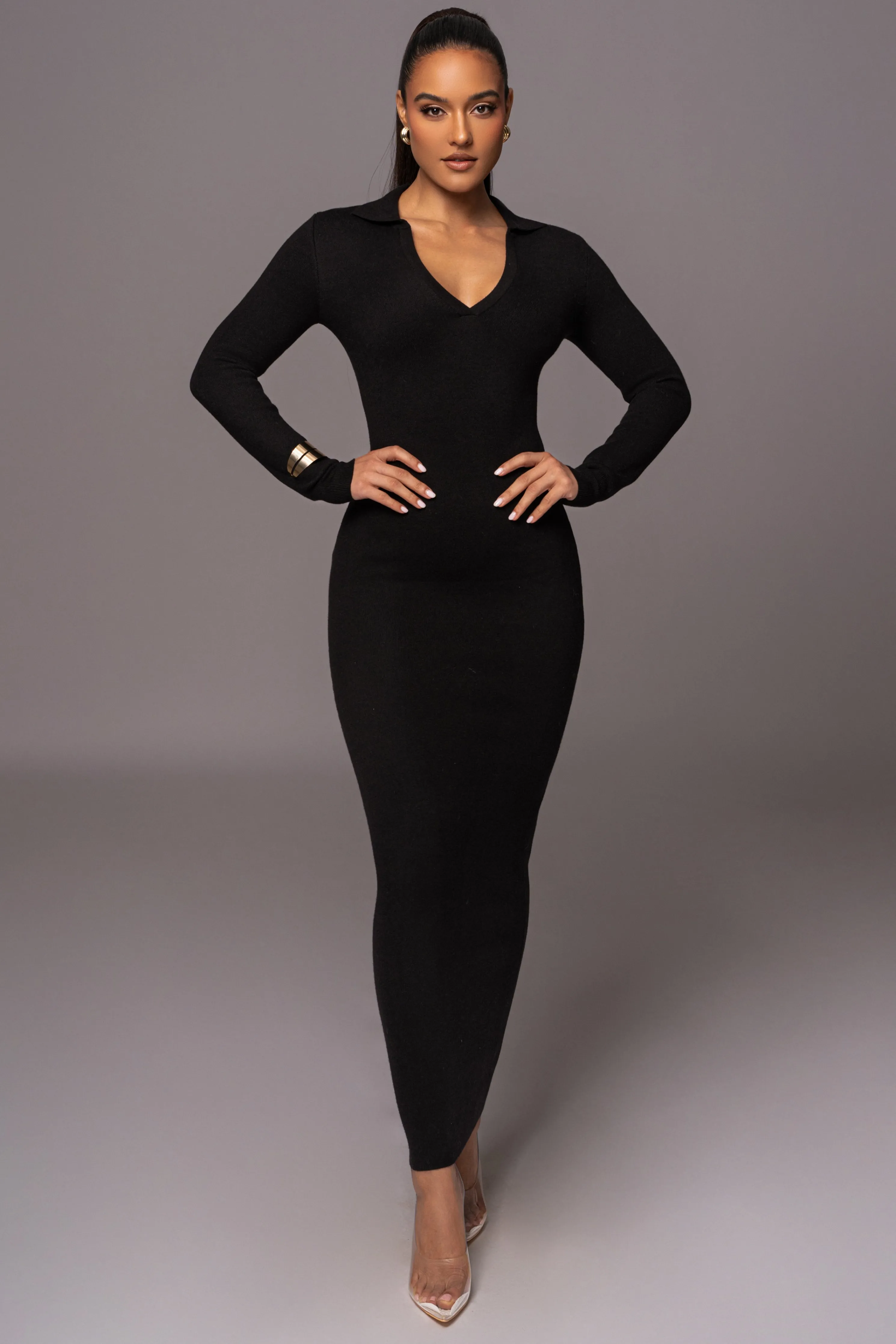 Black Bellinda Collar Maxi Dress