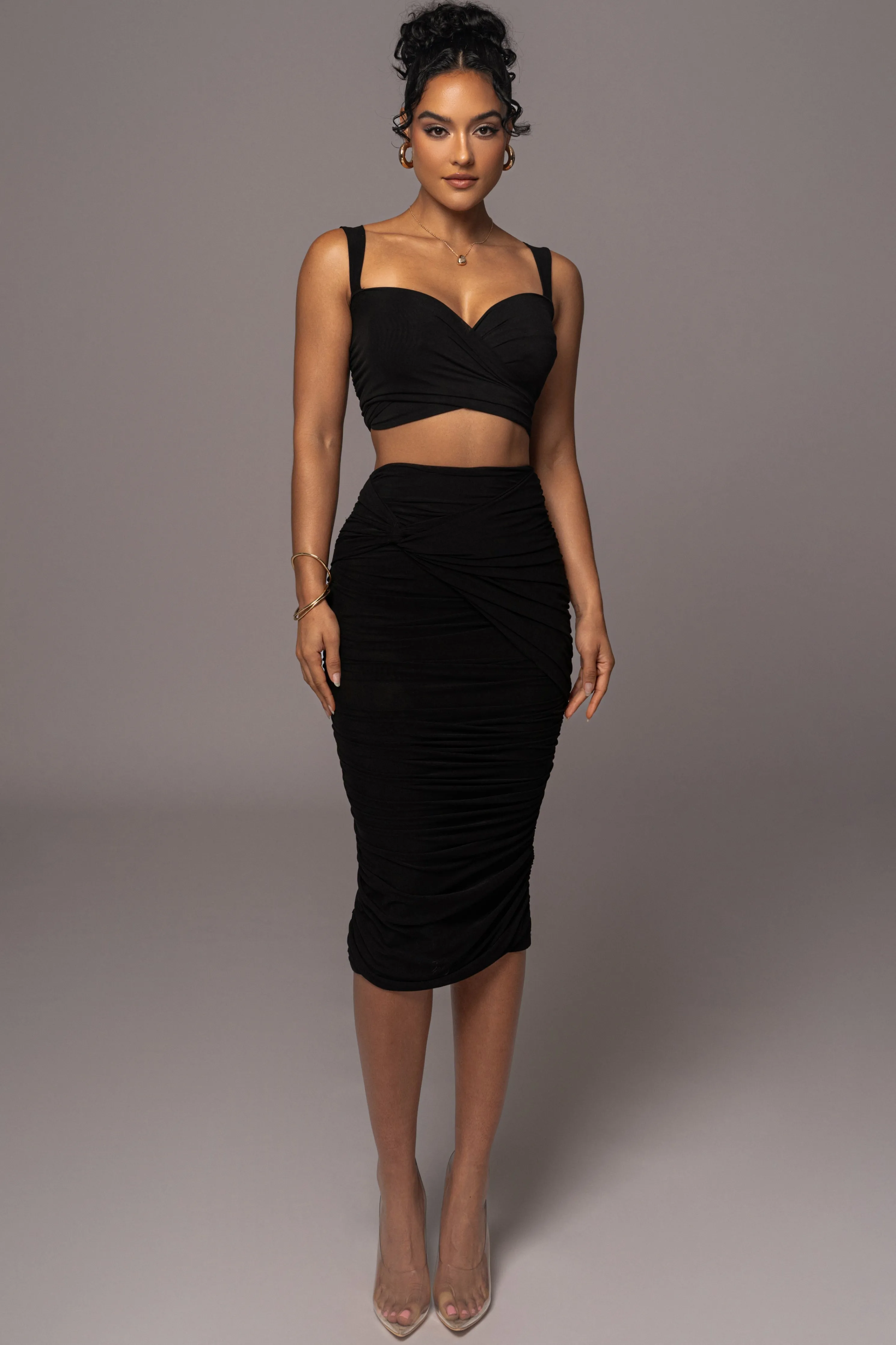 Black Extend Your Stay Skirt Set