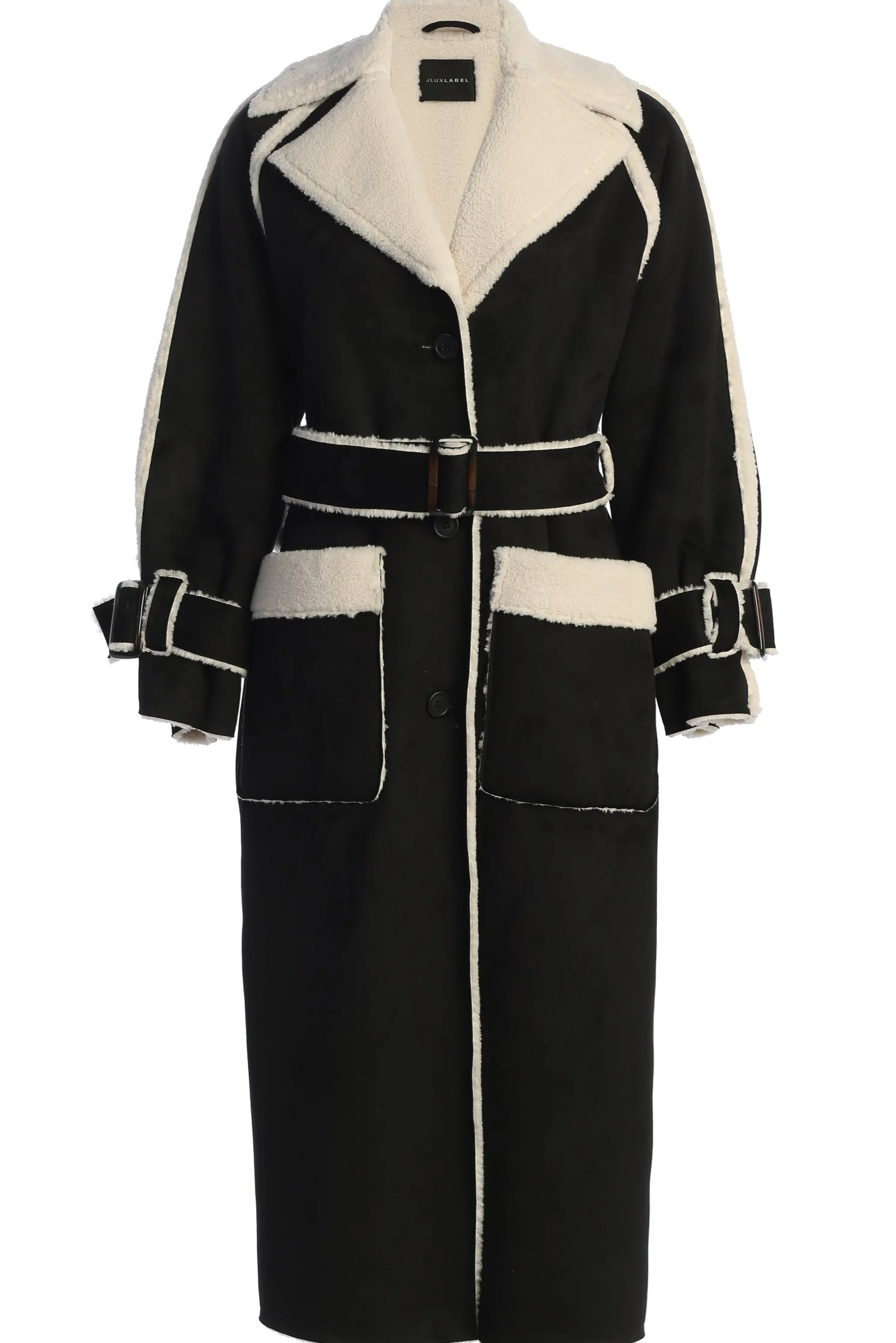 Black Suede And Sherpa Reversible Coat