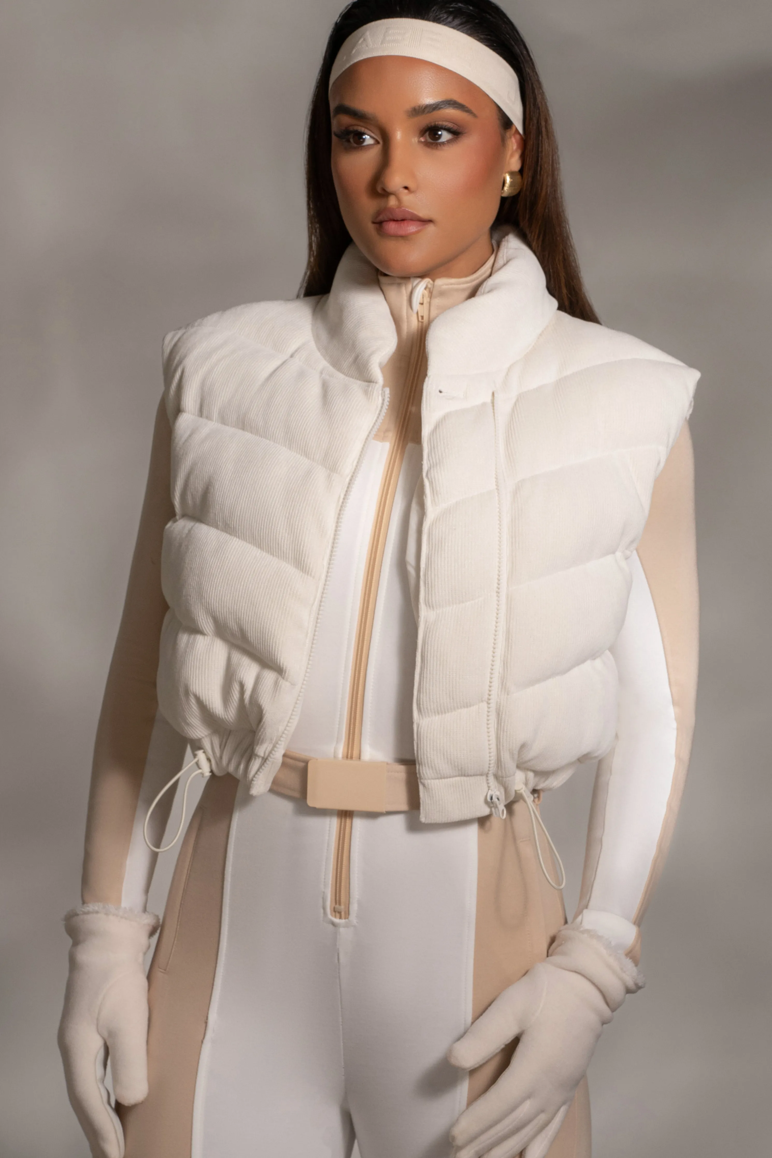 Buttercream Delma Ribbed Puffer Vest
