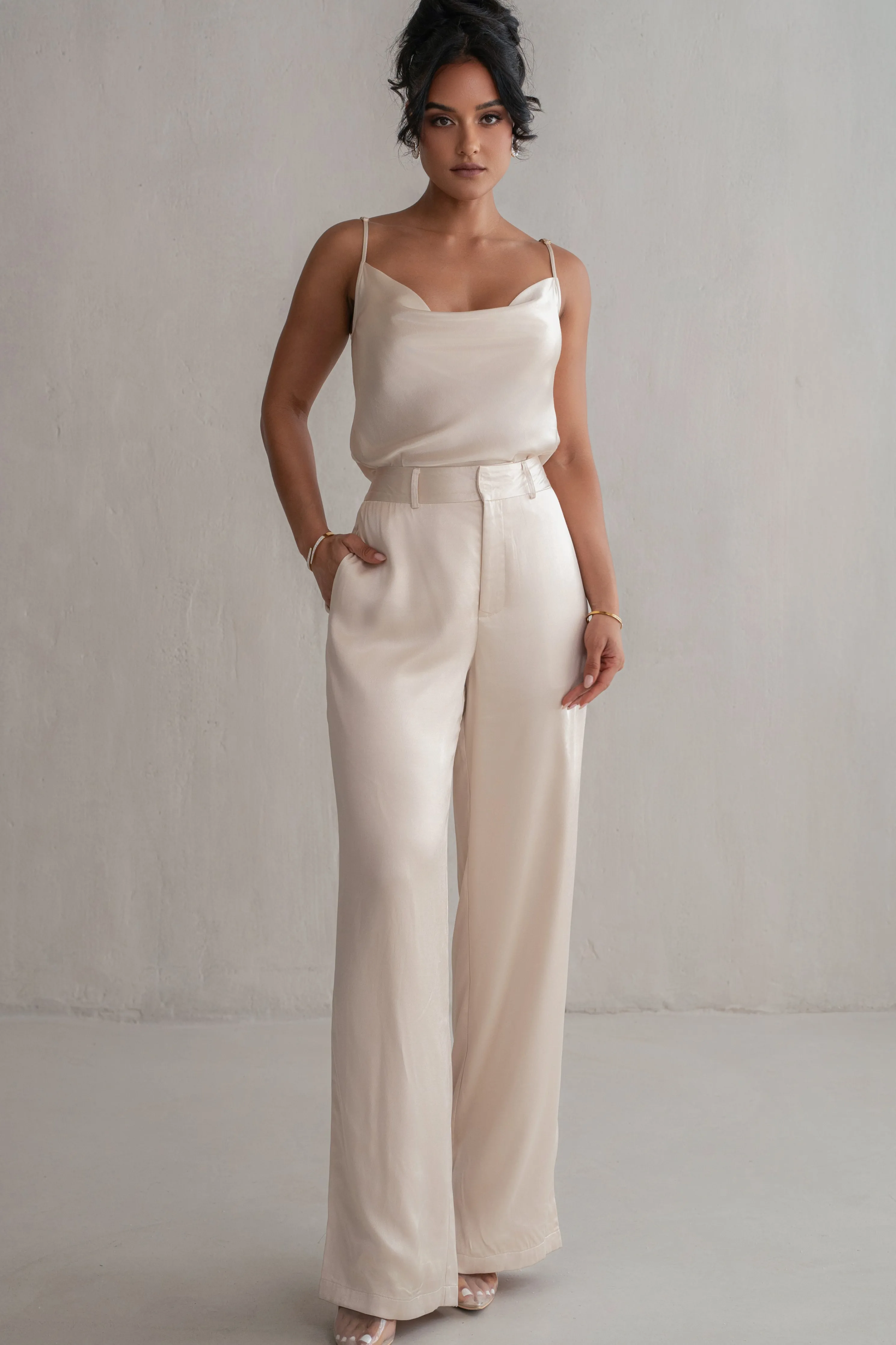 Champagne Ever After Satin Trousers