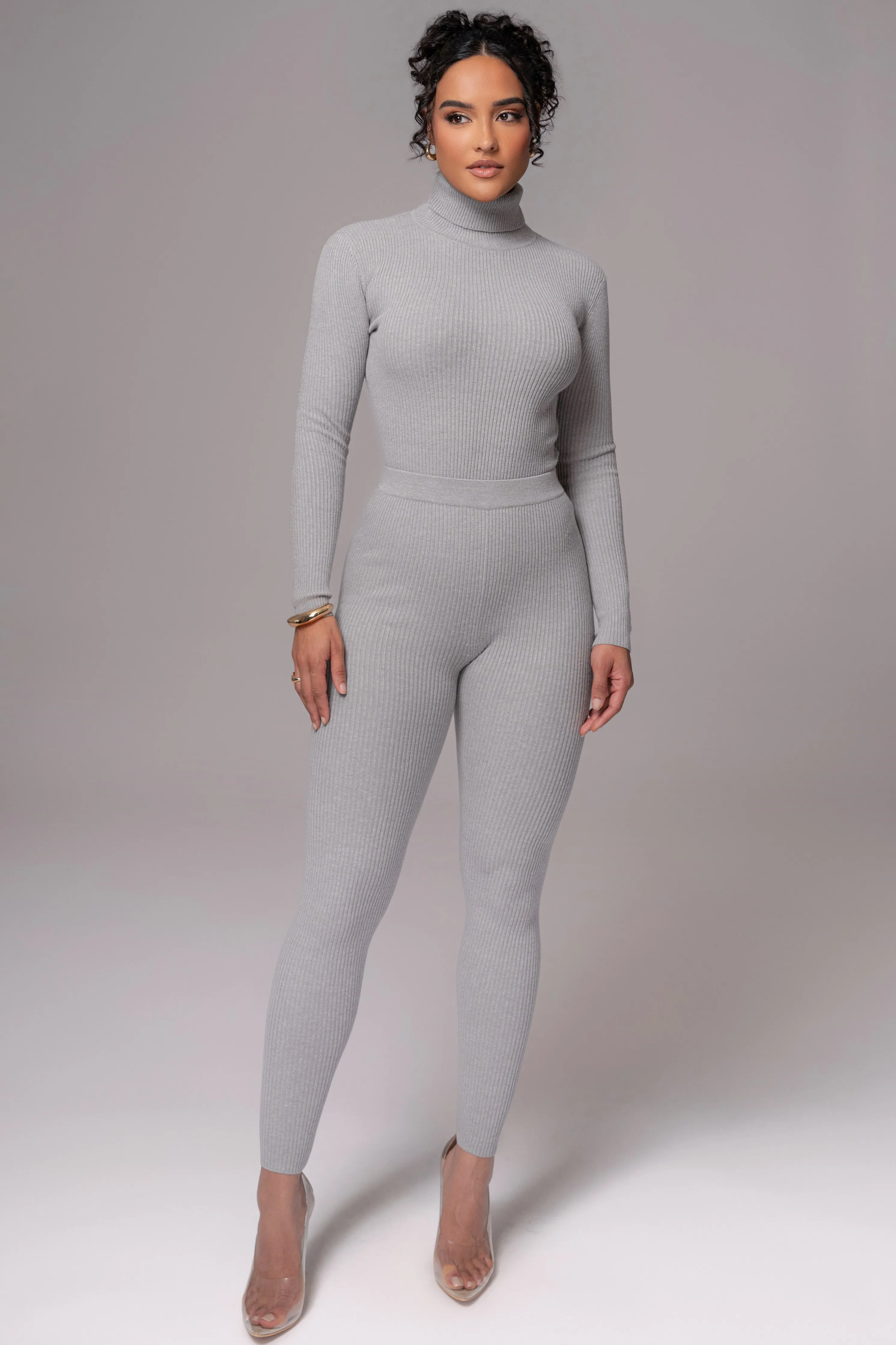 Heather Grey Naaya Ribbed Leggings