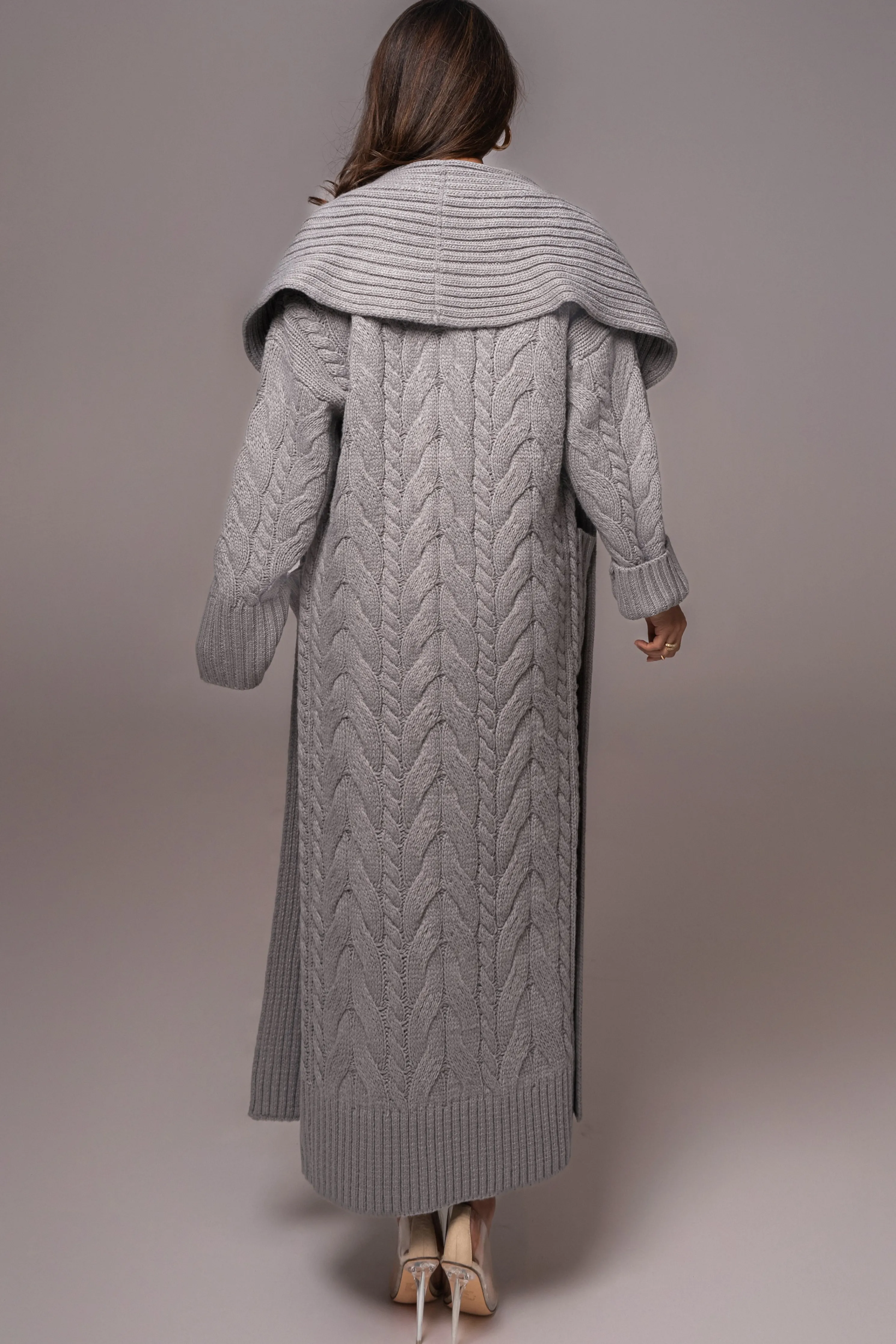 Heather Grey Upstate Cable Knit Cardigan