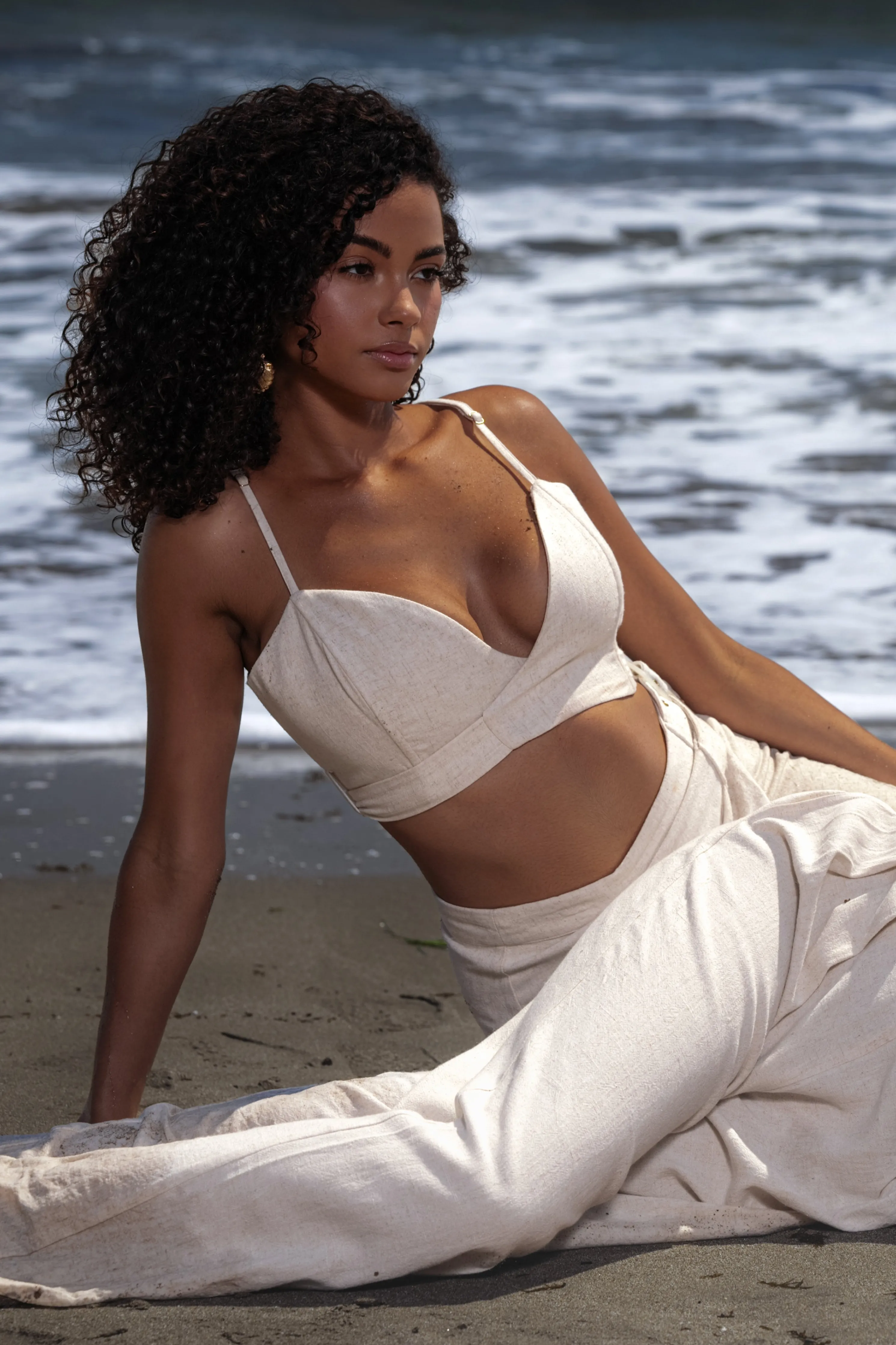 Ivory Sunrise Linen Bustier