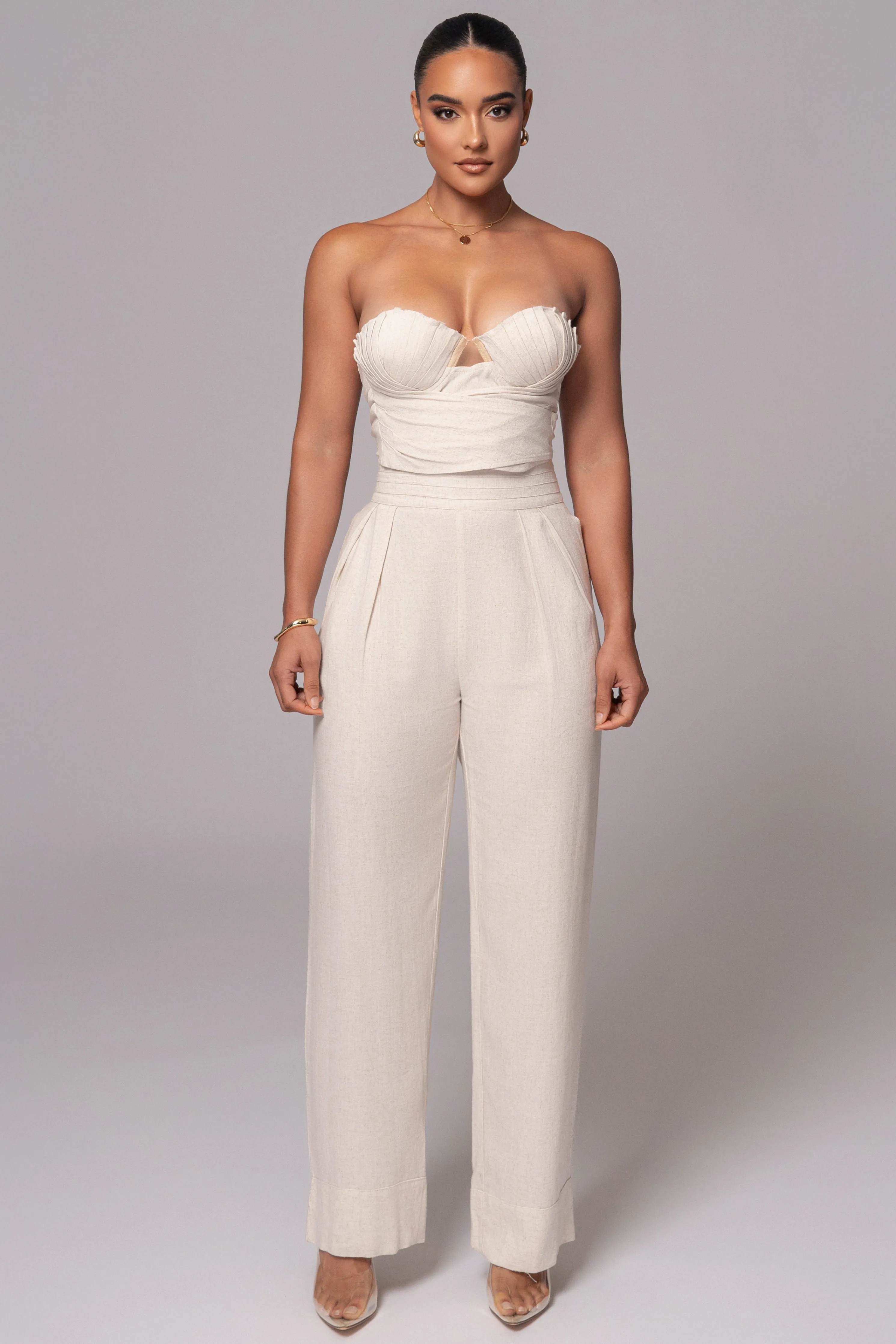 Ivory Villa Views Linen Trousers