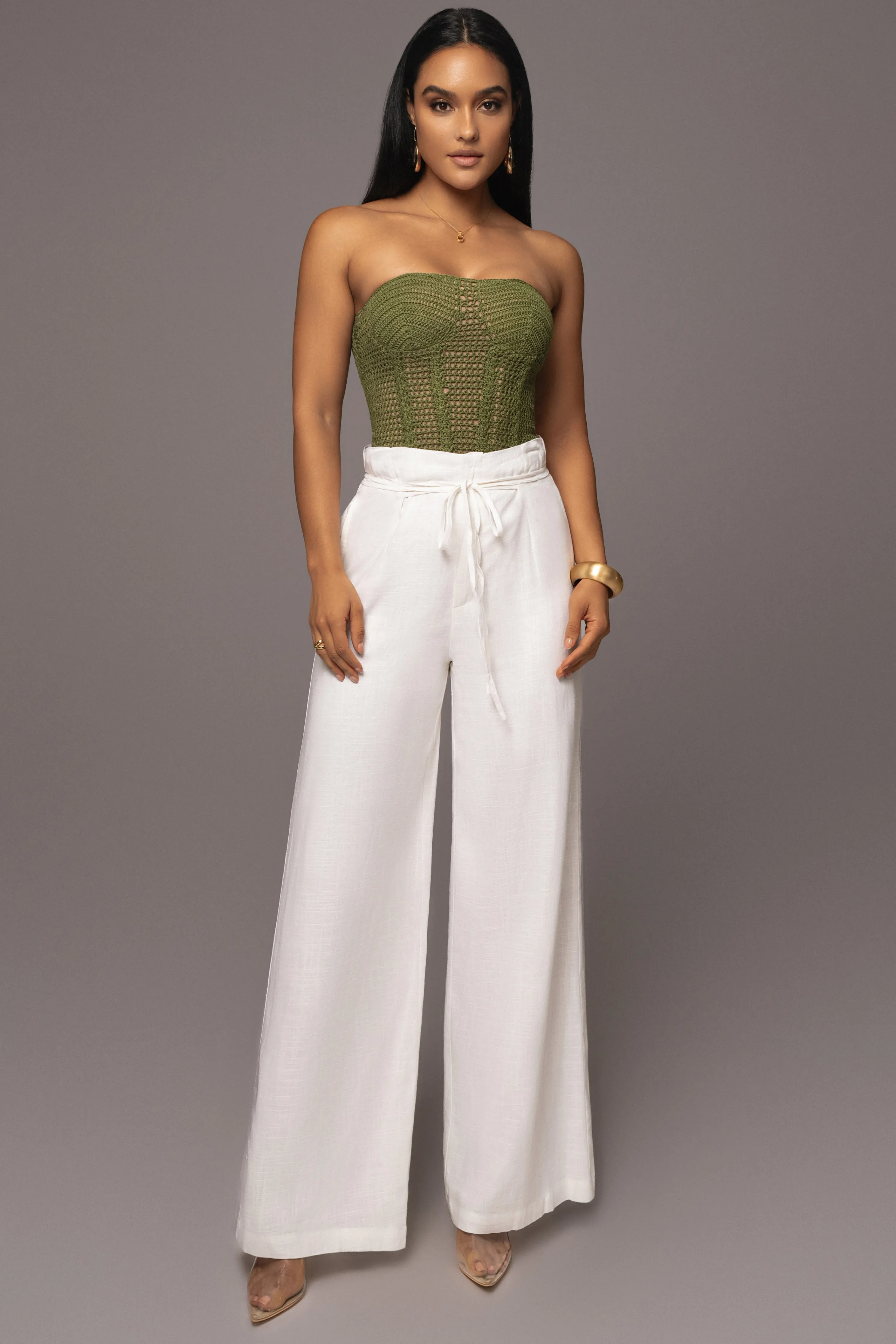 Off White Waverly Linen Trousers