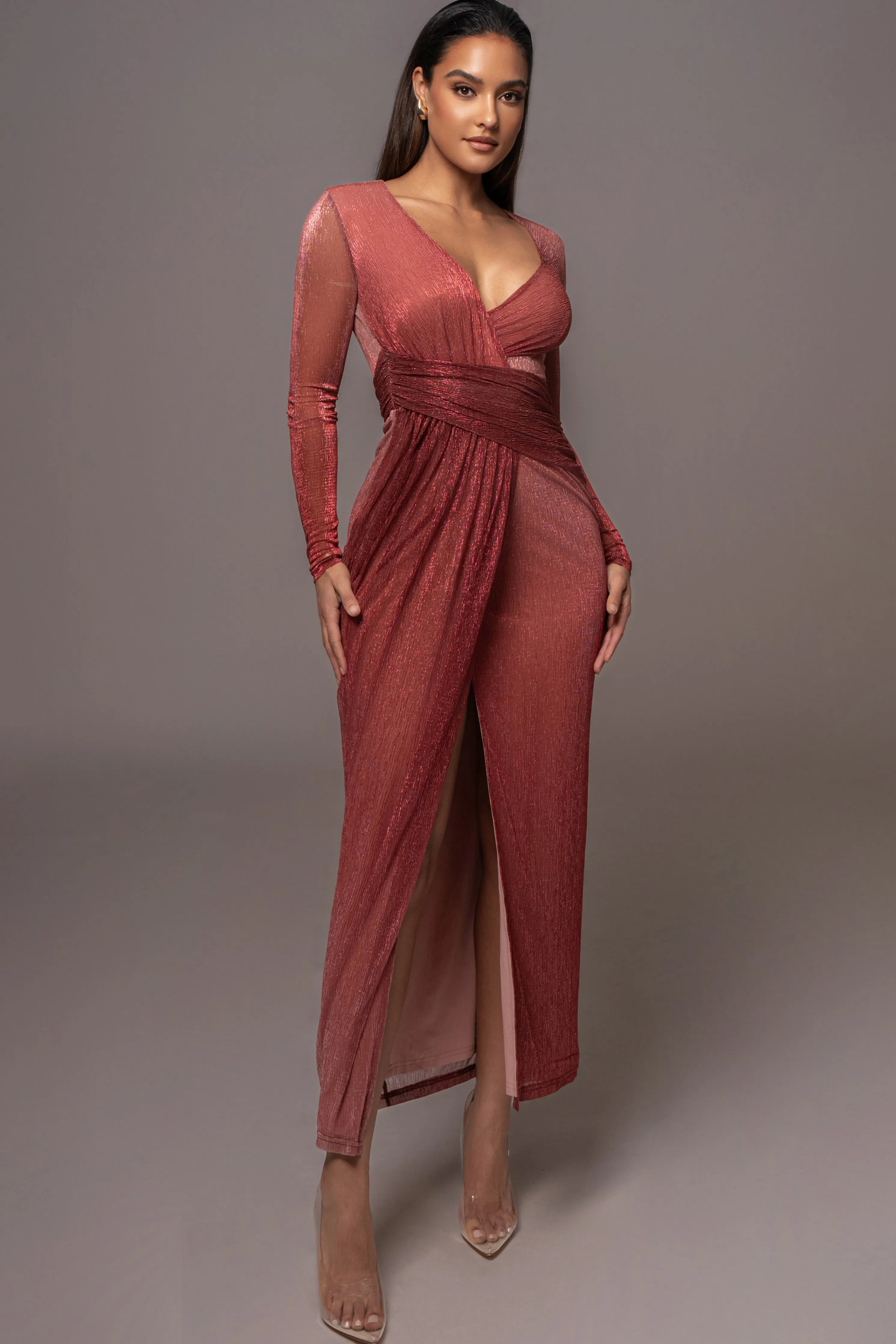 Red Karissa Plunge Maxi Dress