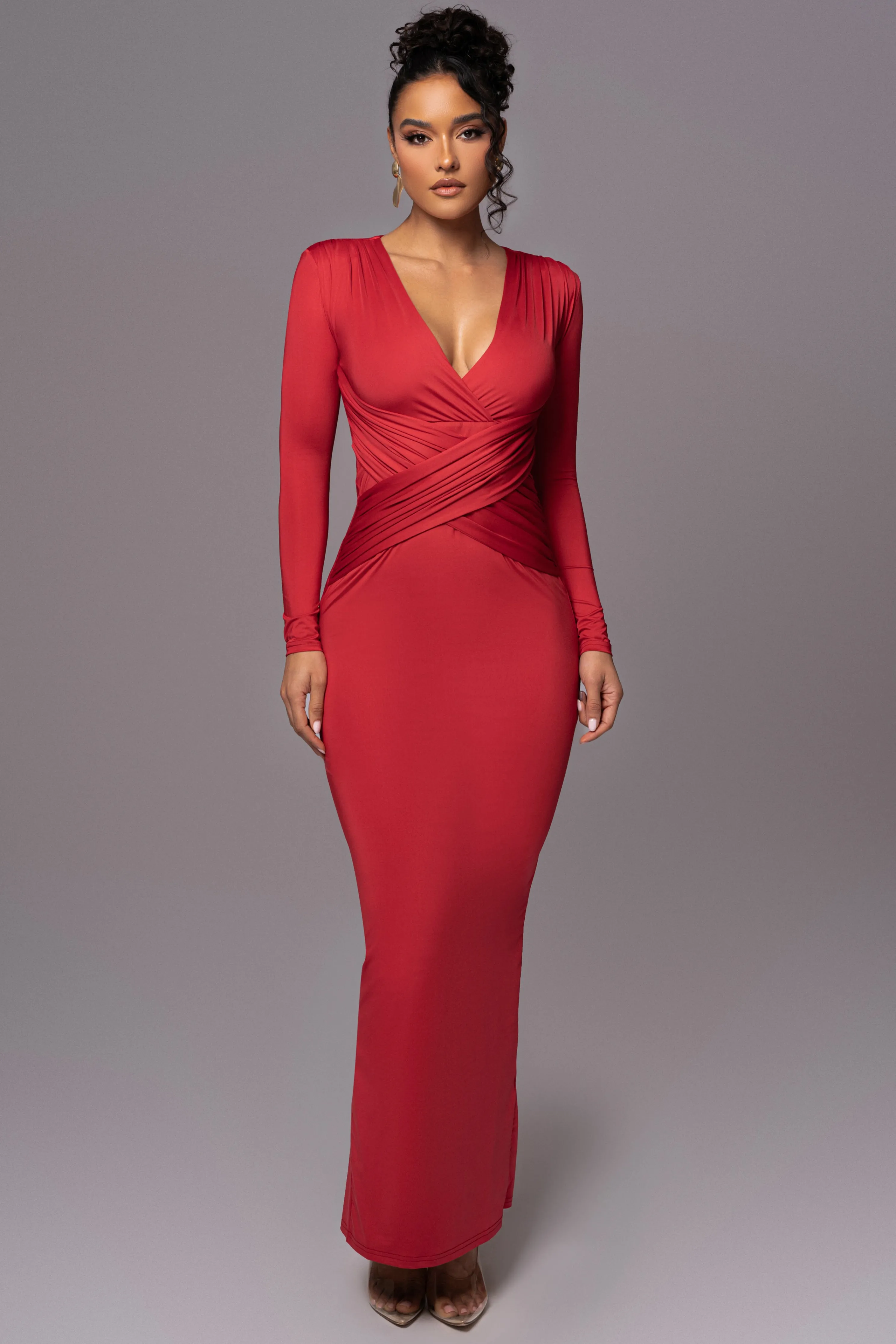 Red Rowan Plunge Maxi Dress