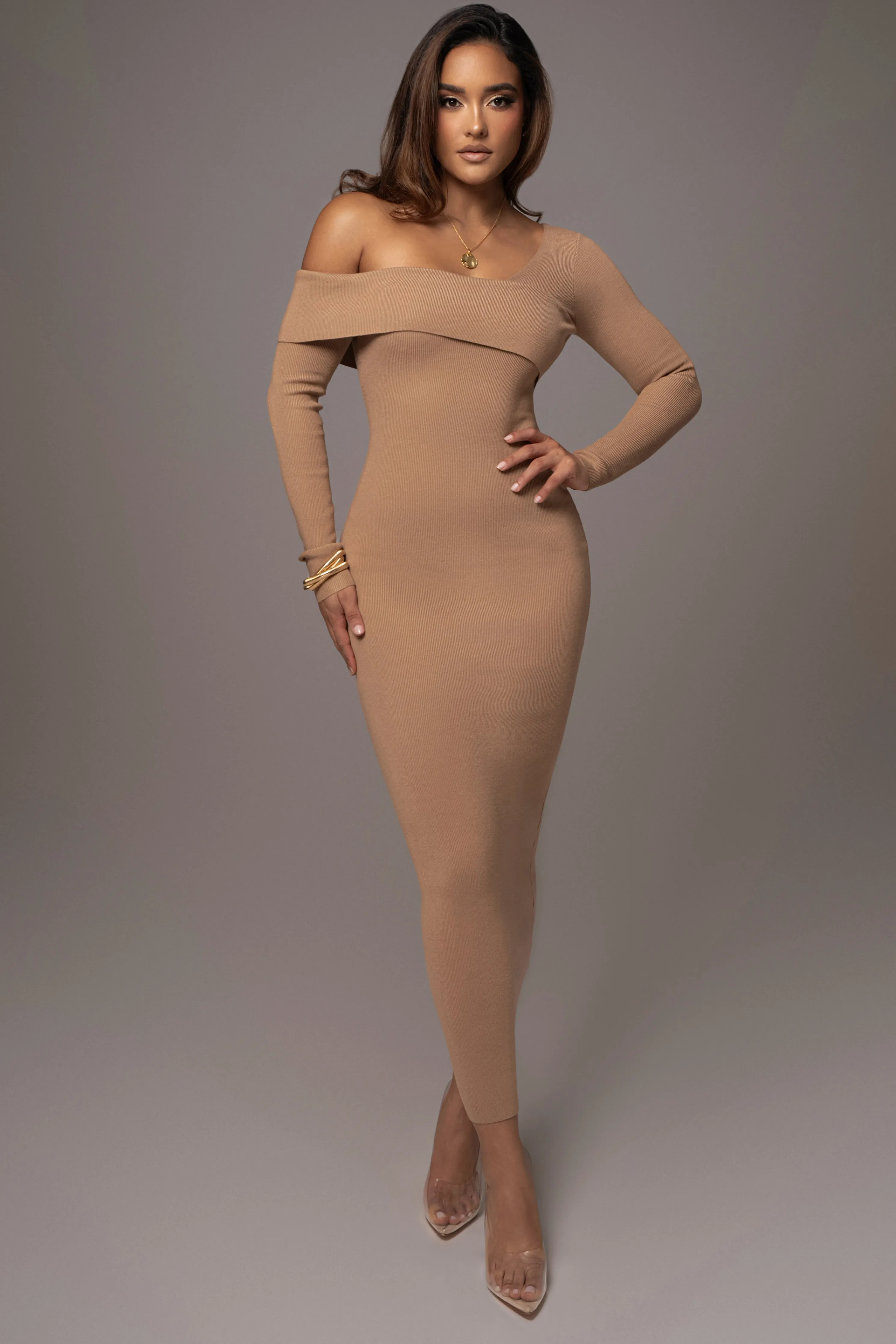 Tan Harper Knit Maxi Dress
