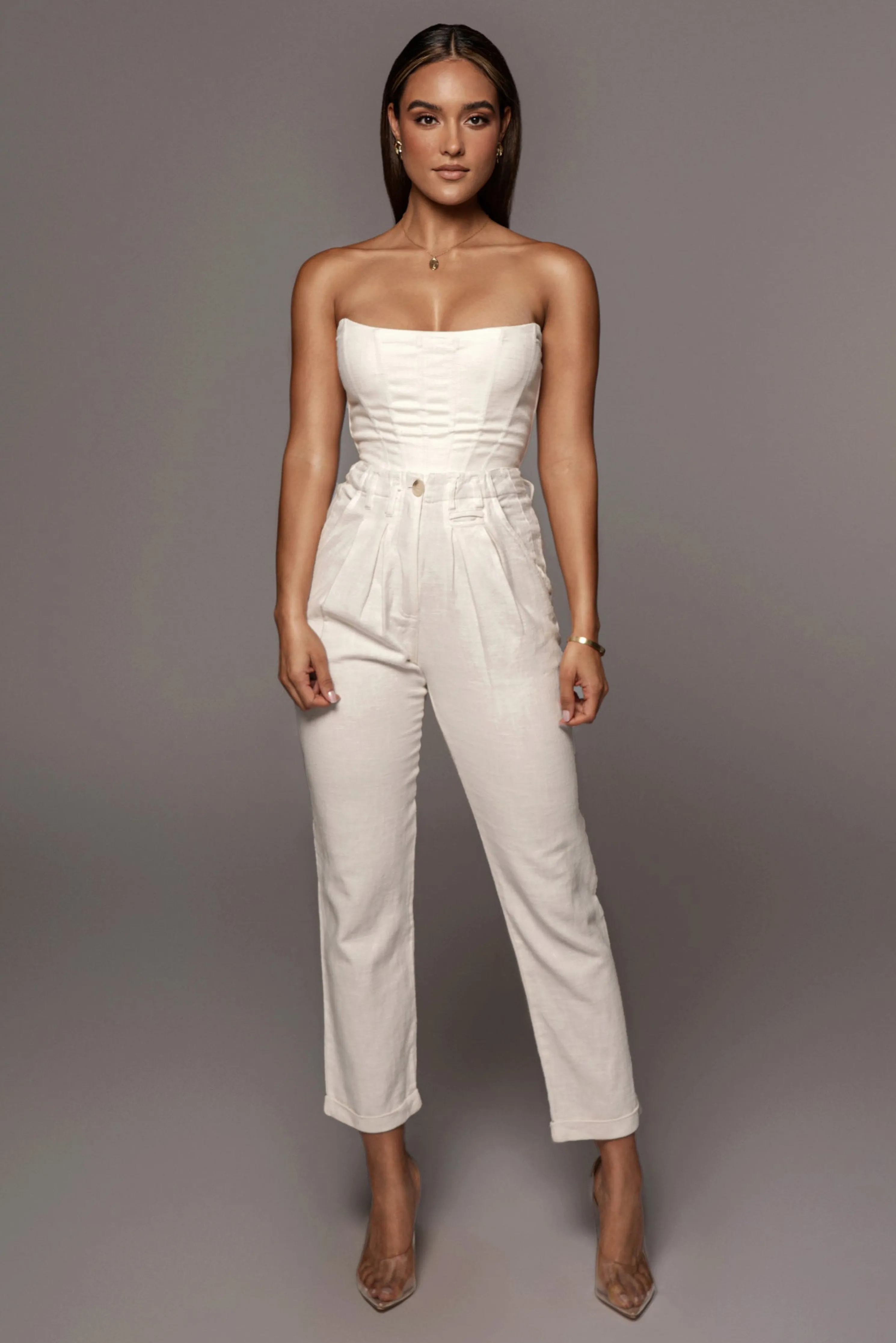 White Fenix Reversible Linen Corset